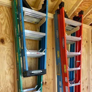 Step Ladder Organizer, Shed Storage System, Yard Tool Organizer, Garden tool rack, Shed Tool Rack
