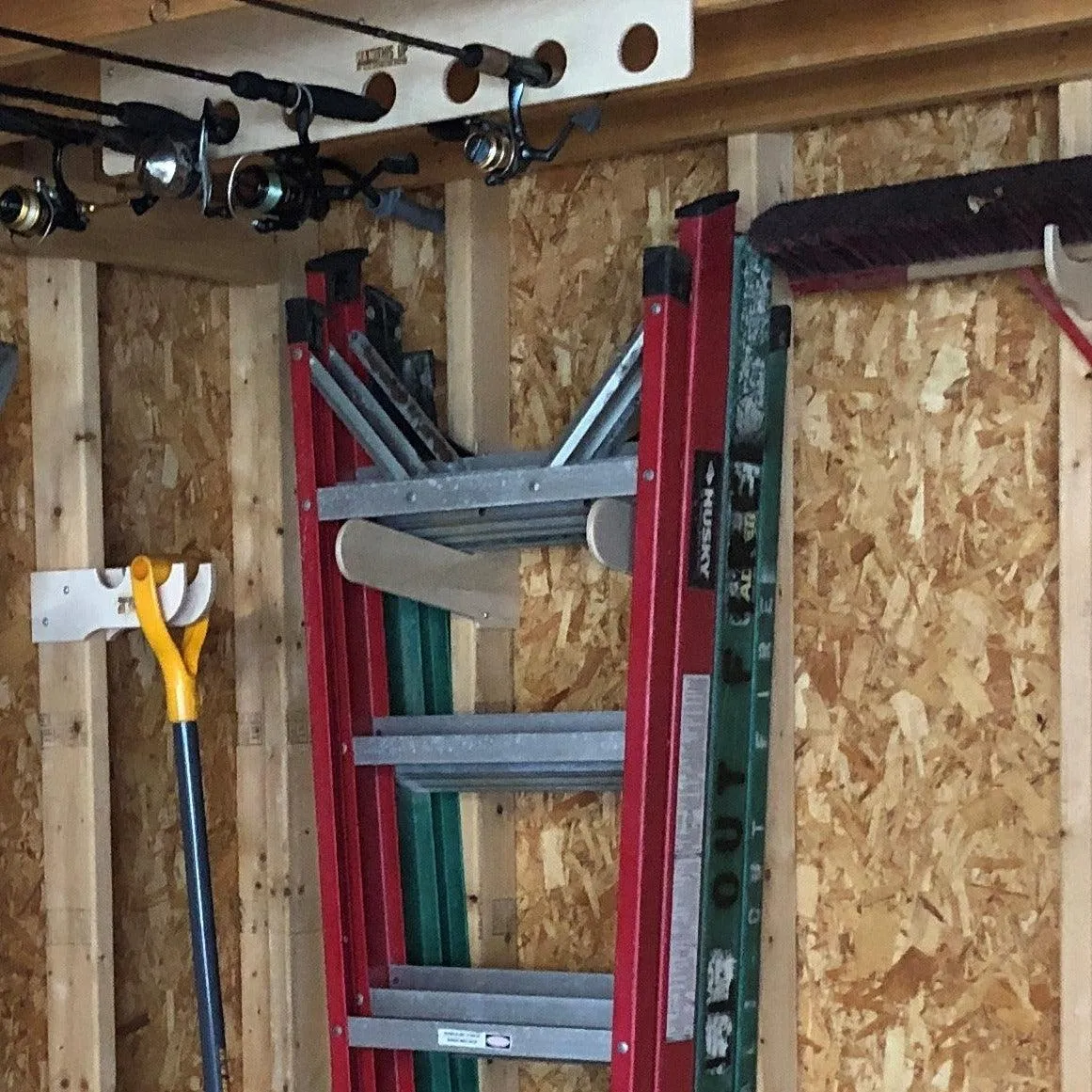 Step Ladder Organizer, Shed Storage System, Yard Tool Organizer, Garden tool rack, Shed Tool Rack
