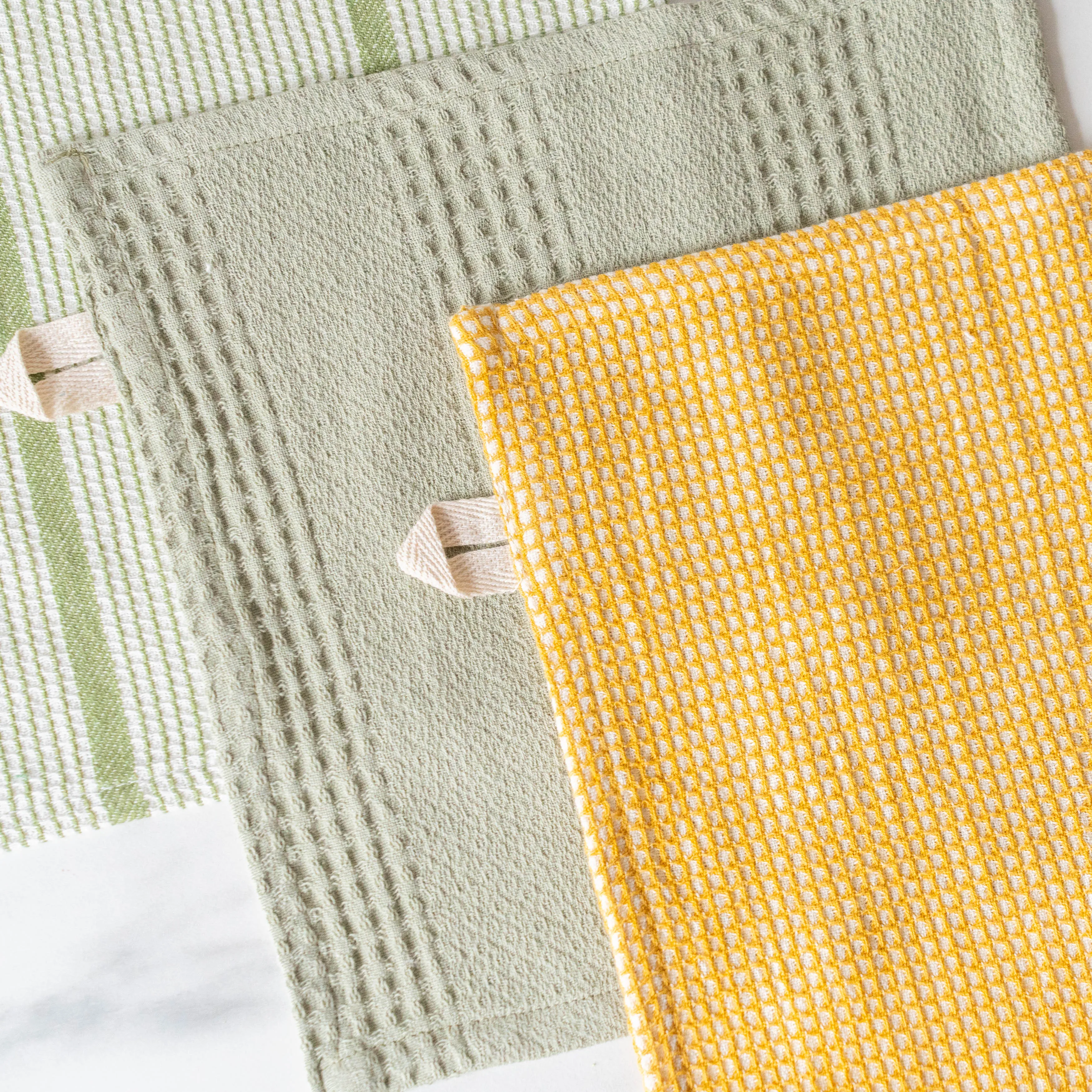 Waffle Weave Dish Cloth Set - Green