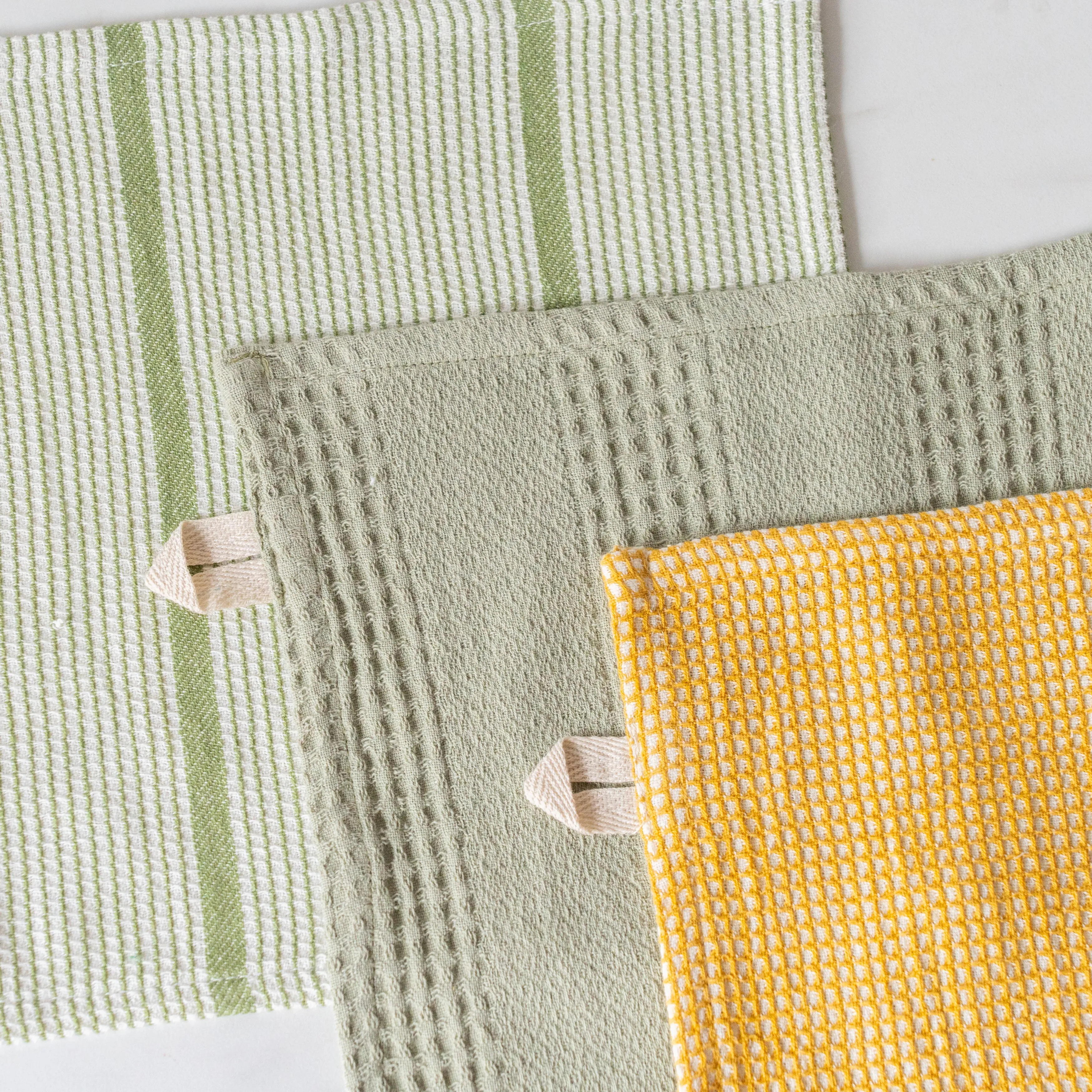 Waffle Weave Dish Cloth Set - Green