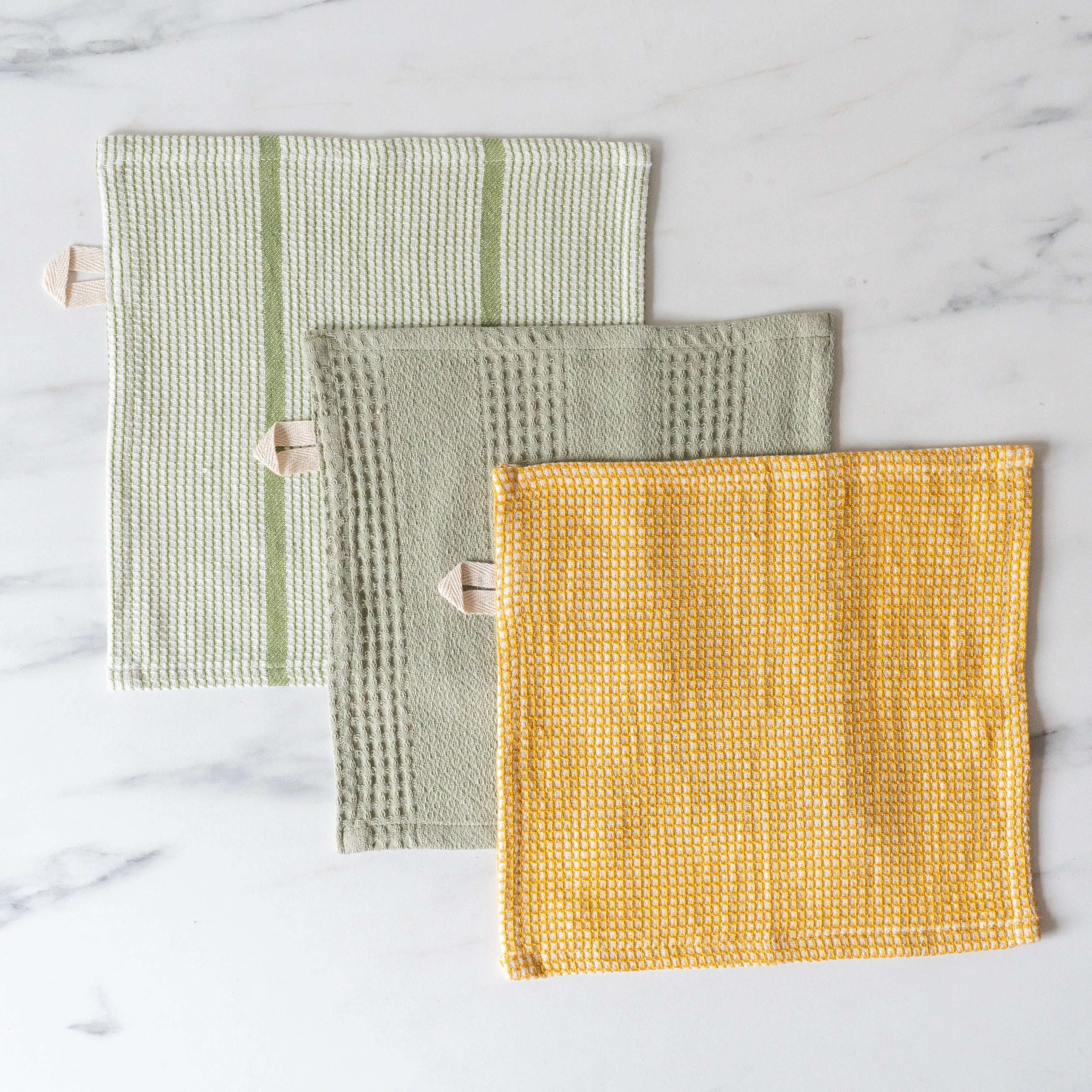 Waffle Weave Dish Cloth Set - Green