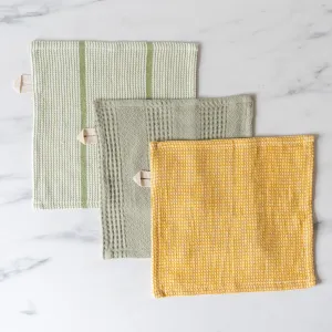 Waffle Weave Dish Cloth Set - Green